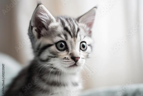 adorable kitten with American shorthair. Generative AI