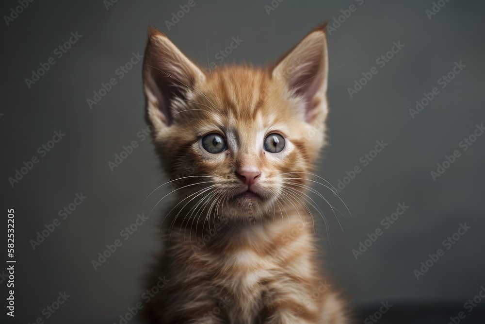 young, adorable ginger kitten image. Generative AI