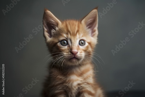 young, adorable ginger kitten image. Generative AI