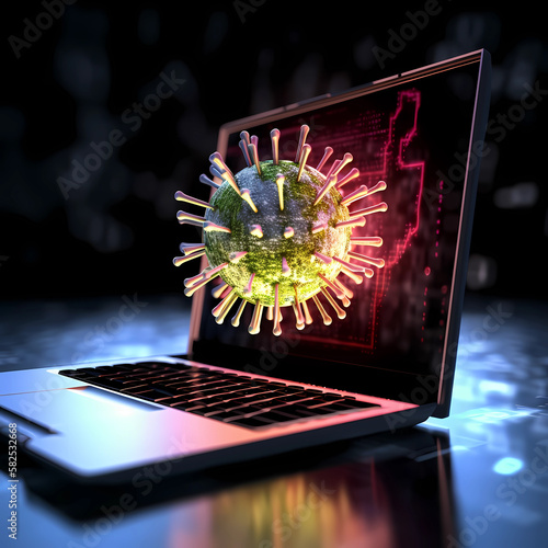 computer virus concept. cyber attack. Generative AI