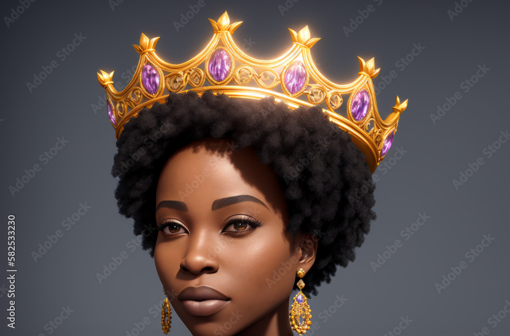 The woman is the queen. A beautiful African-American woman with a crown ...