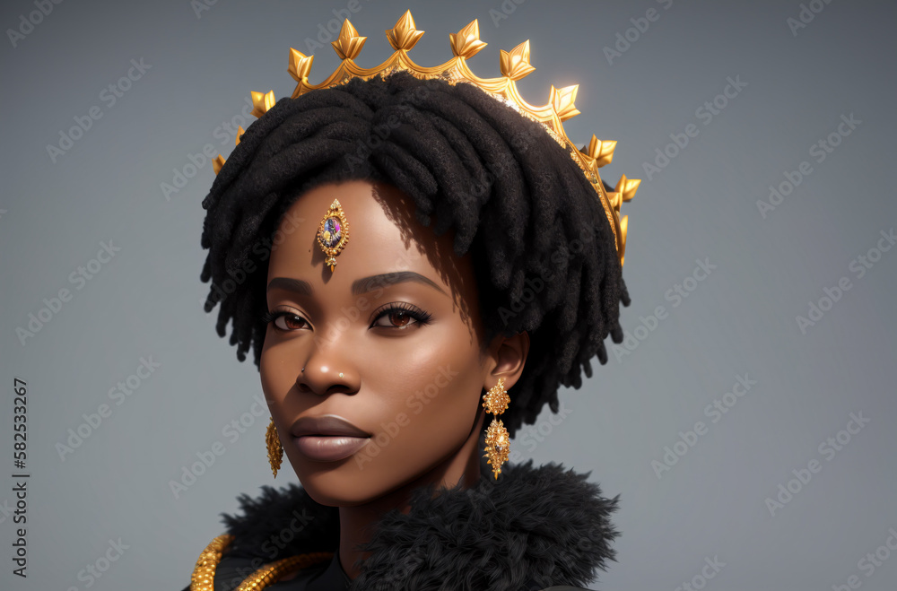 The woman is the queen. A beautiful African-American woman with a crown ...