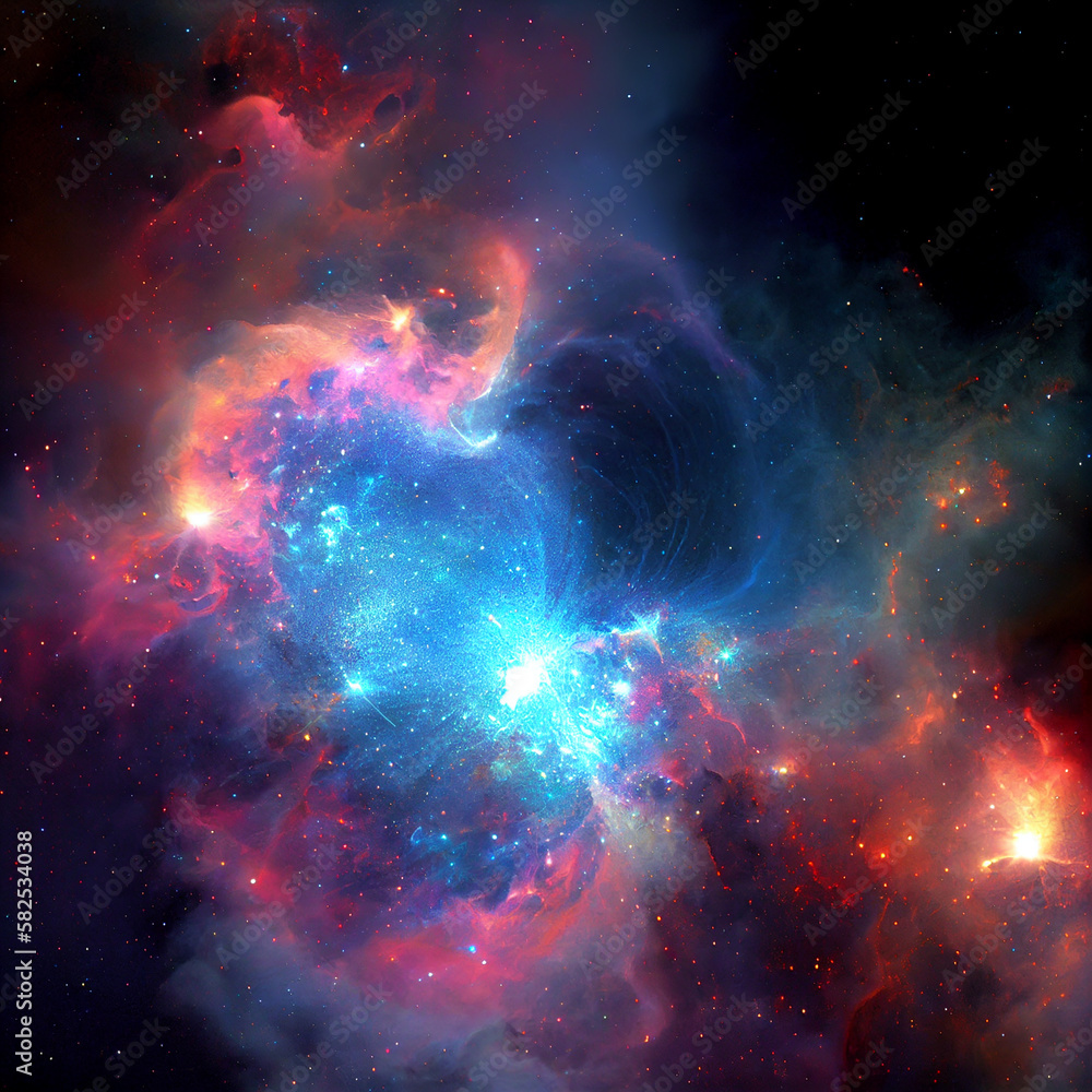 Fototapeta premium illustration of cosmic explosion galaxies nebulae stars