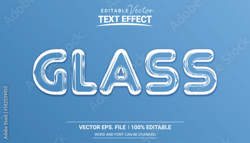 Glass style 3d looking editable vector text effect