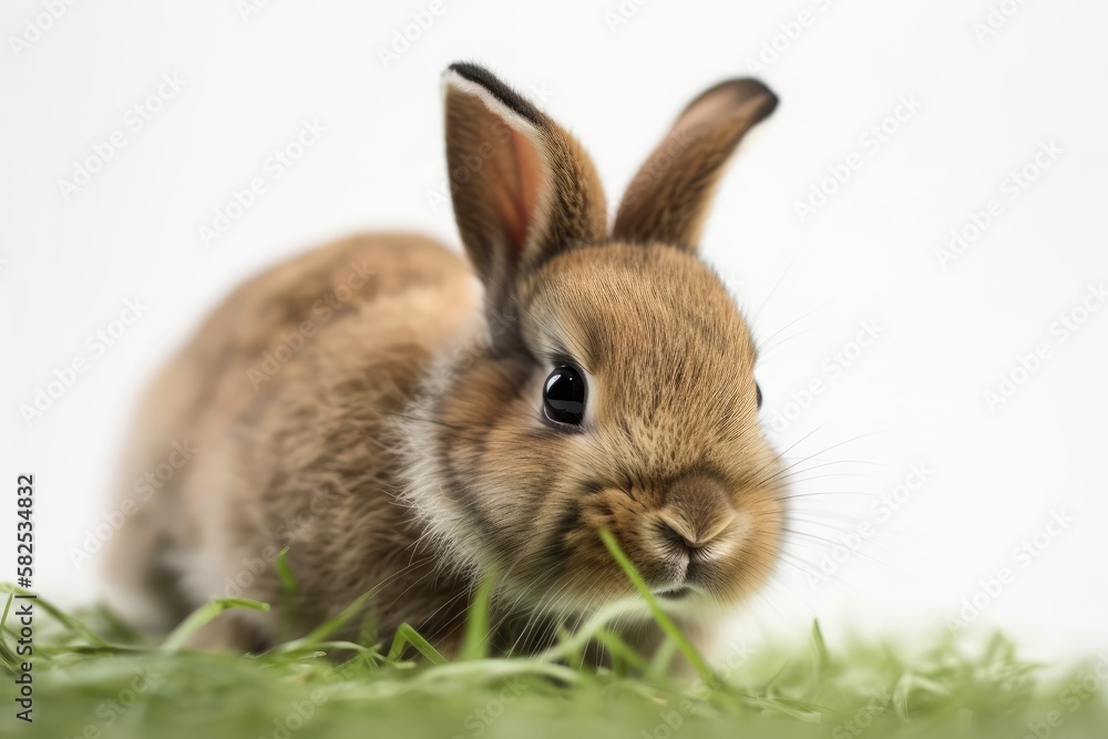 Fototapeta premium studio close up of an easter rabbit against a white background. Generative AI