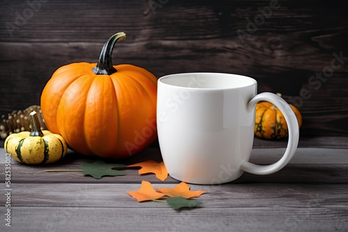 Coffe Mug Mockup Halloween Fall Theme  Generative AI