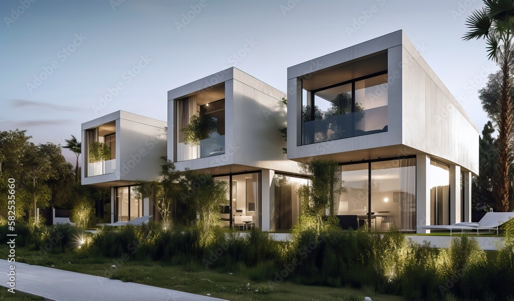 Fototapeta premium Luxury residential development with pool, generative ai