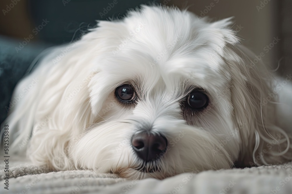 White dog breed that is adorable Tulear Cotton Coton. Generative AI