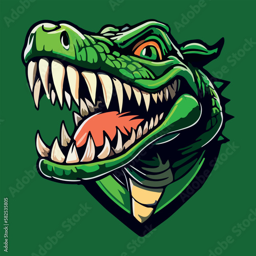 Alligator mascot vector illustration with isolated background © tanjidvect