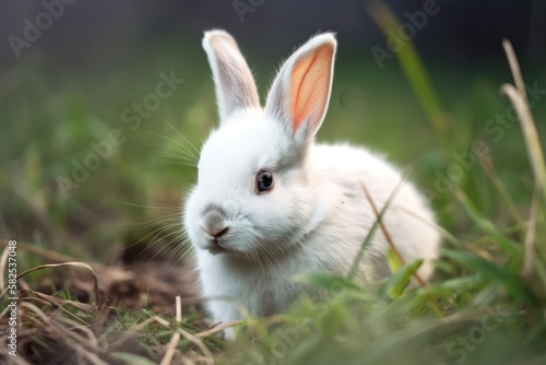Little bunny in the grass. Generative AI