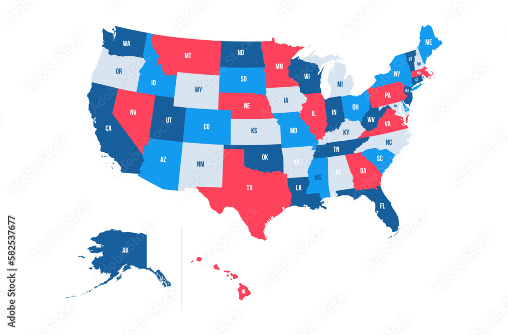 Fototapeta premium United States of America USA Map Vector Illustration