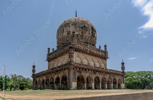 The tombs of Qutb Shahi near the Golconda Fort in Hyderabad, India.