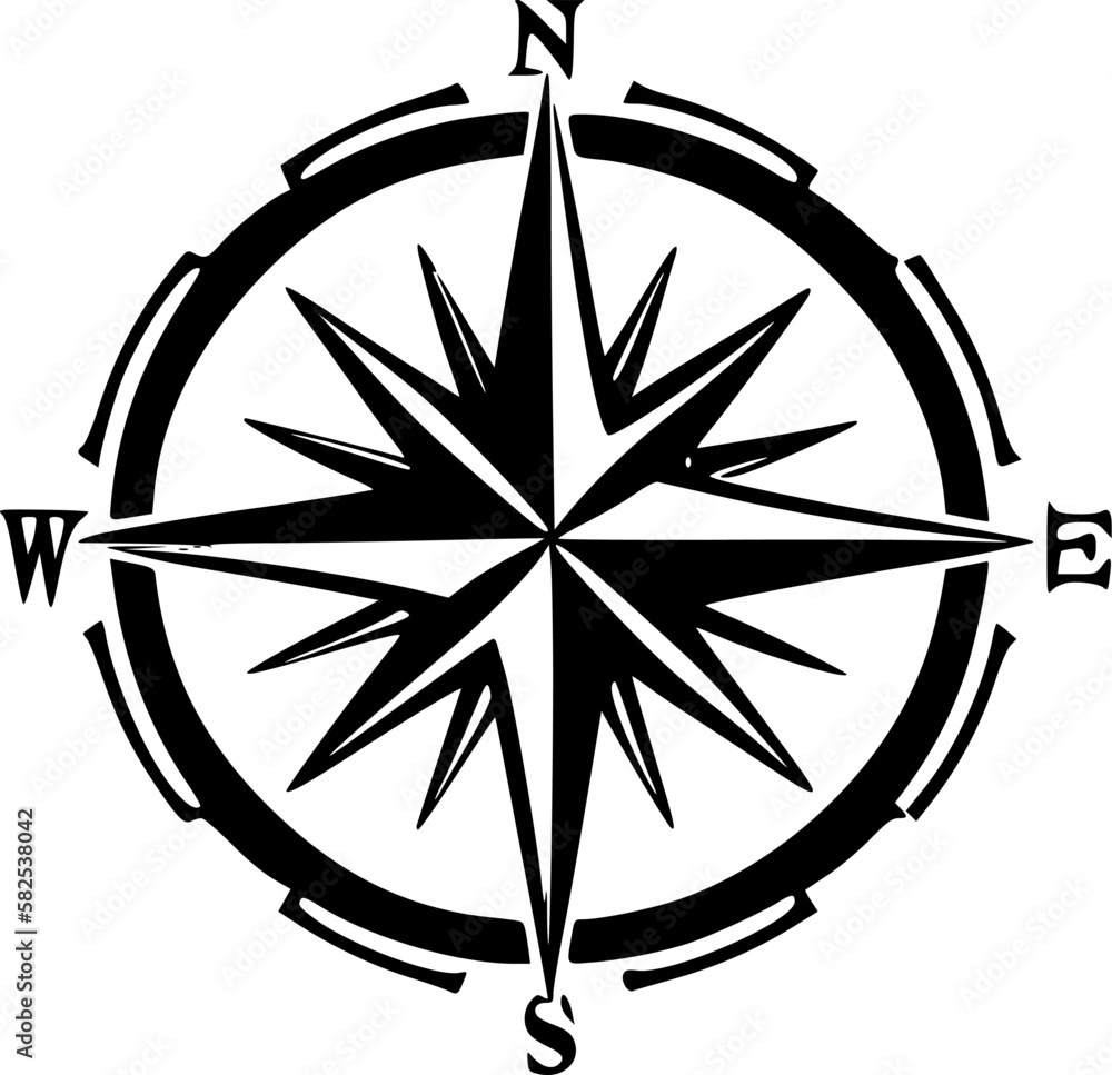 Compass Rose | Black and White Vector illustration Compass Rose | Black and White Vector illustration