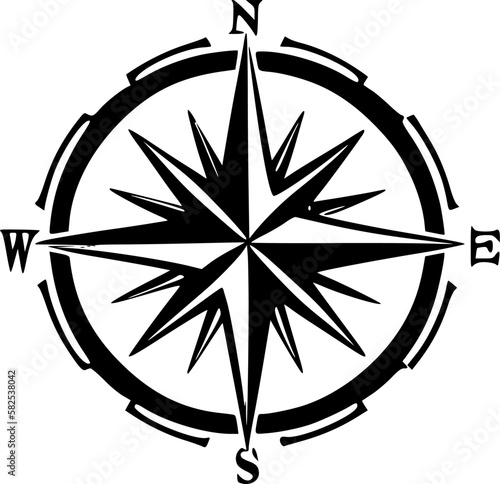 Compass Rose | Black and White Vector illustration