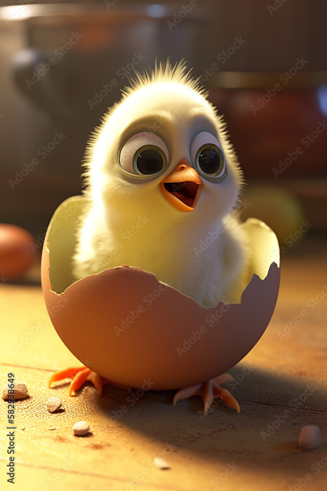 little chicken with egg little chicken with egg