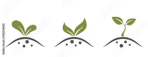 seedling icon set. plant sprout, planting, farming and agriculture symbol