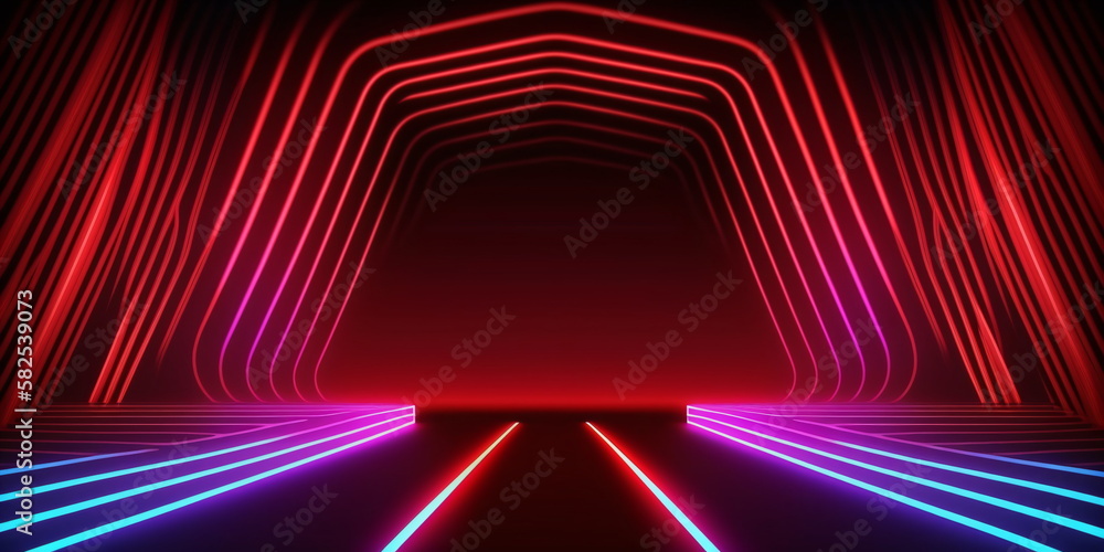 Fototapeta premium Neon-Tunnel Futuristischer Hintergrund – erstellt mit KI 