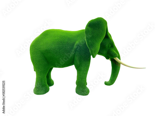 Elephant sculpture made of bush or  artificial grass  Shaped topiaries  Landscape gardening