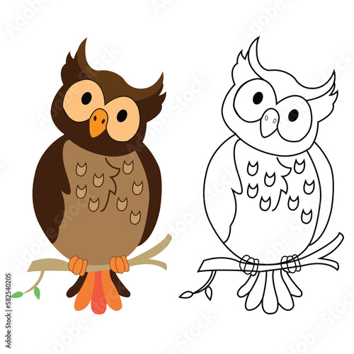 Vector hand drawn owl outline illustration art