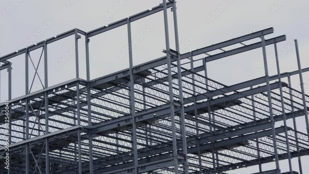 metal beams building corner frame structure iron steel construction site panning metal beams building corner frame structure iron steel construction site panning