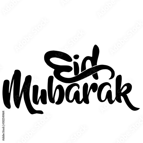 isolated calligraphy of happy eid mubarak in black color