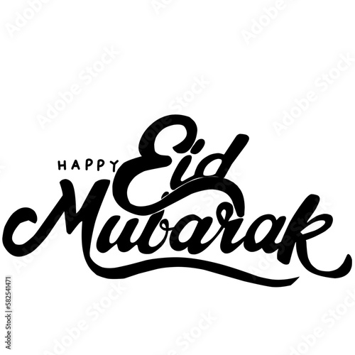 isolated calligraphy of happy eid mubarak in black color