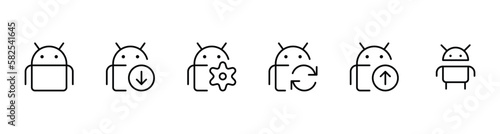 Android vector icon. OS logo set : Android Modile desktop logos background for ui, app, apps design. OS logotype icons. 