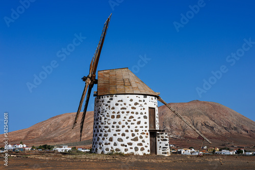 Reconstructed old mills near the village of Villaverde on the island of Fuerteventura photo