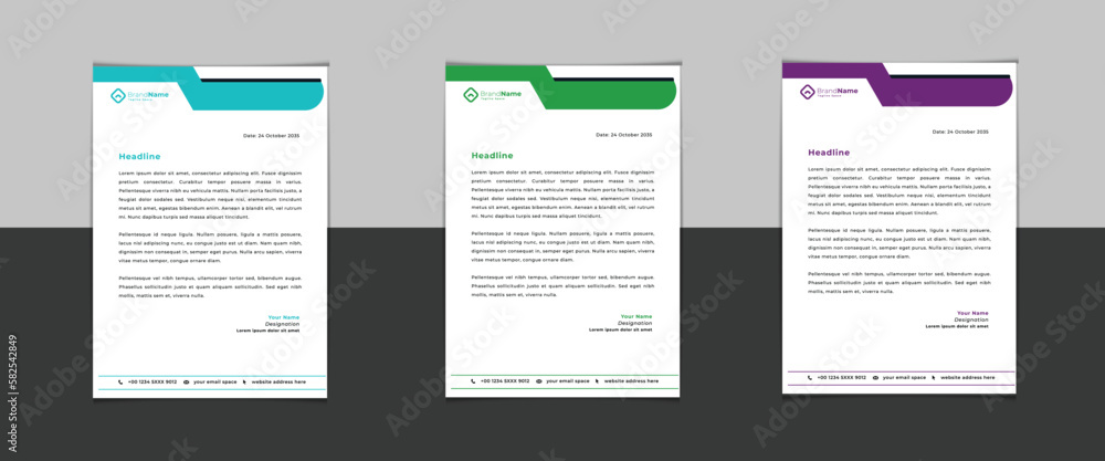 corporate modern letterhead design template with yellow, blue, green and red color. creative modern letter head design template for your project. letterhead, letter head, simple letterhead design 