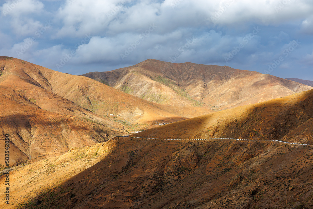 View of the landscape from the Mirador del Risco de Las Penas viewpoint on the island of Fuerteventura