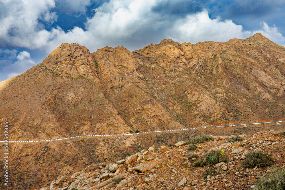View of the landscape from the Mirador del Risco de Las Penas viewpoint on the island of Fuerteventura