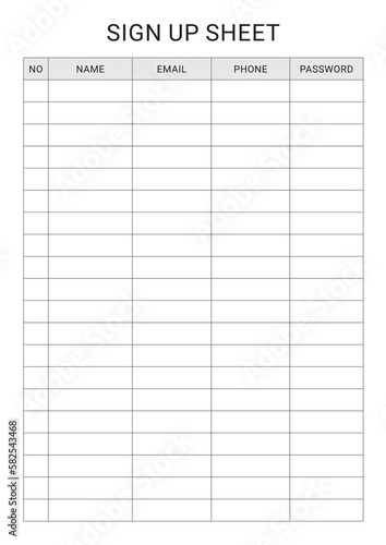 Sign Up Sheet Planner