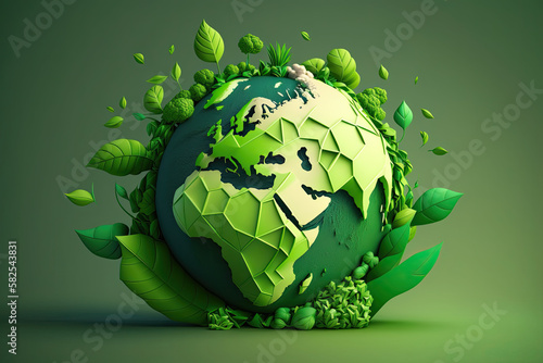 3d Vector Green Planet Earth Earth Day Environment day,generative artificial intelligence