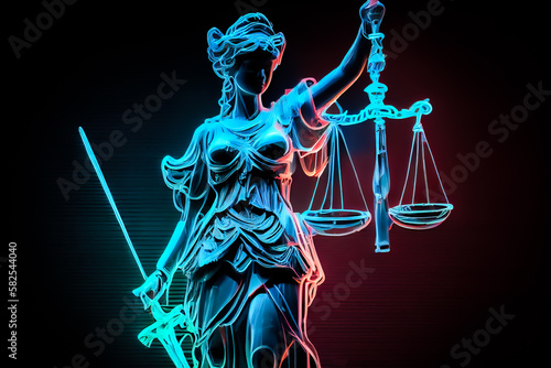 abstract goddess of justice in neon colors. Generative AI, Generative, AI photo