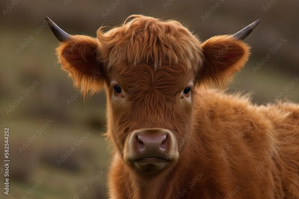 highland cattle cow in cute. Generative AI