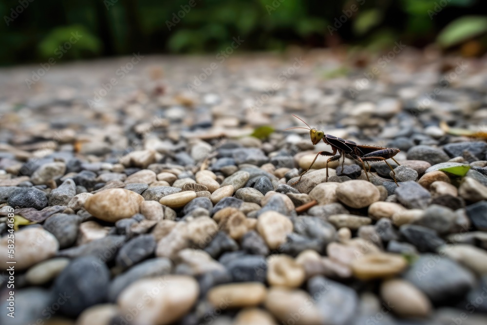 The floor area comprises little stones and dry straw, and the mantis resembles the force of a boxer. Generative AI The floor area comprises little stones and dry straw, and the mantis resembles the force of a boxer. Generative AI