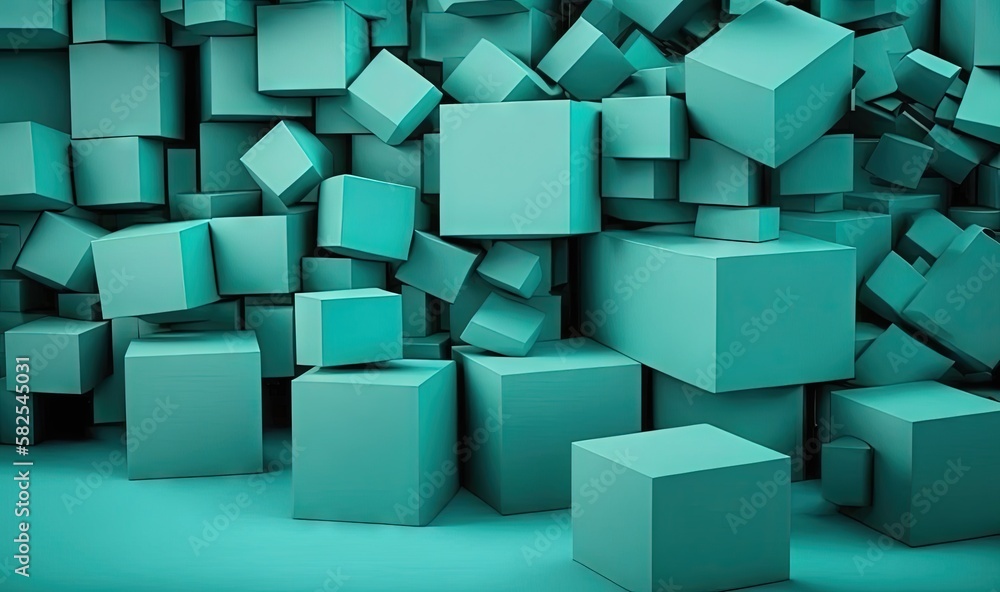 a bunch of cubes that are stacked up in a pile together on a blue background with a black background and a black and white photo of them. generative ai a bunch of cubes that are stacked up in a pile together on a blue background with a black background and a black and white photo of them. generative ai