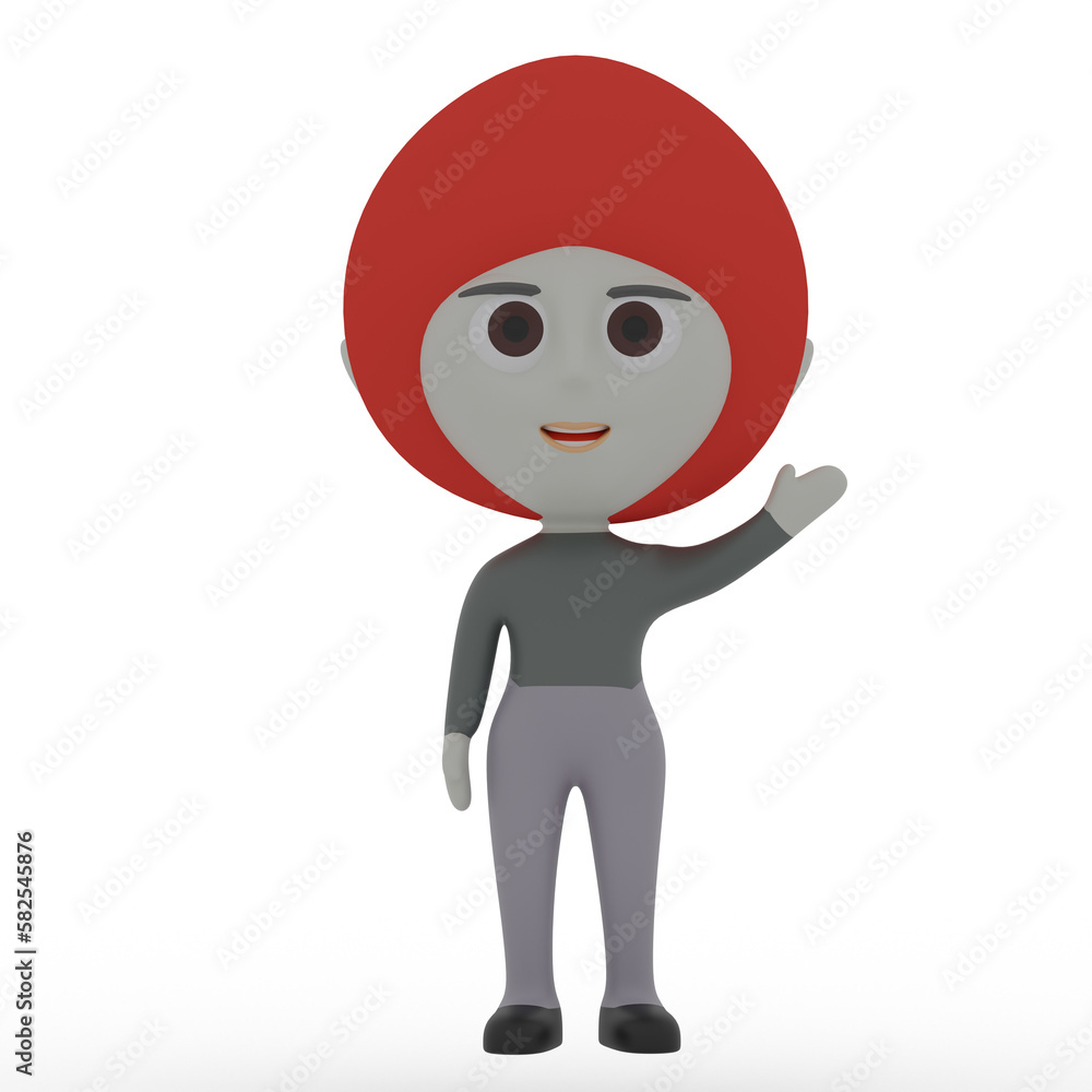 3d cute character waving hand 3d cute character waving hand