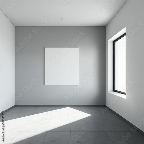  Blank wall in simple minimal interiorar ,generative artificial intelligence photo