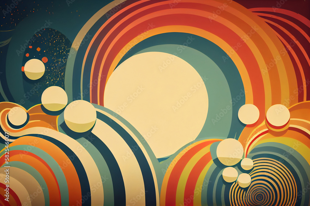 Background in 60s, 70s, 80s style. Wallpaper or poster blank Stock