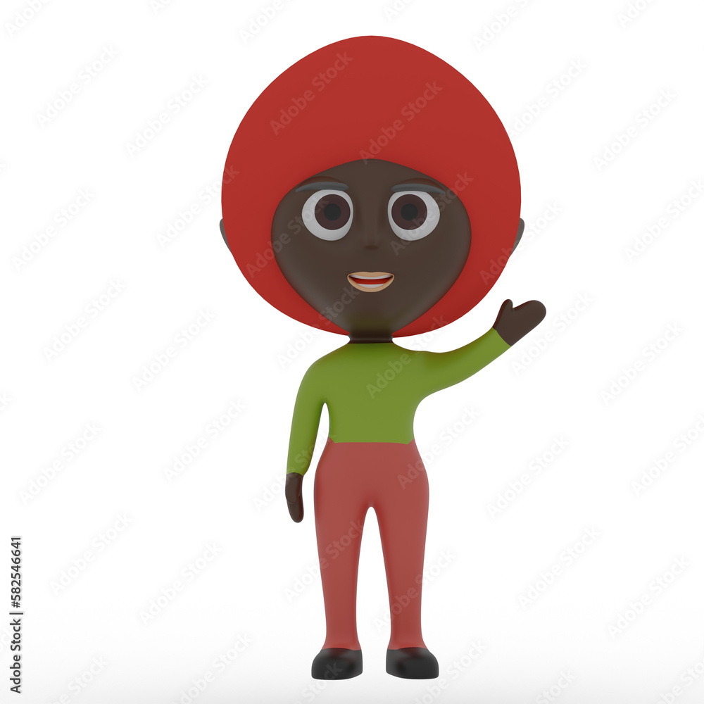 Fototapeta premium 3d cute character waving hand