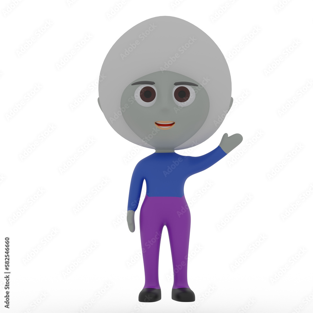 3d cute character waving hand 3d cute character waving hand