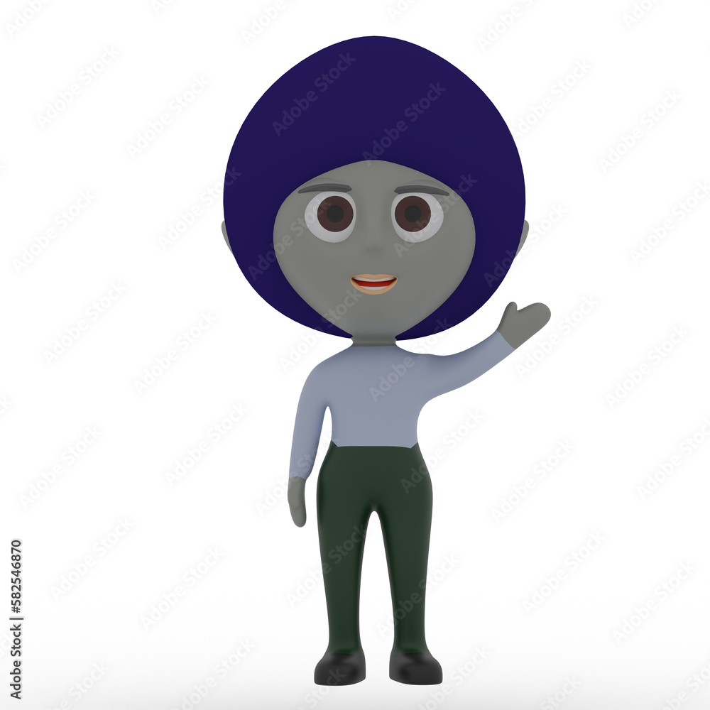 3d cute character waving hand 3d cute character waving hand