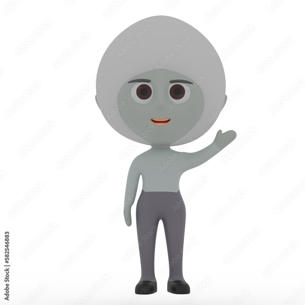 3d cute character waving hand 3d cute character waving hand