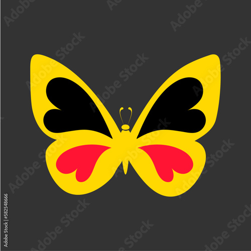 German flag in the form of a butterfly. Symbolic icon in flat style.