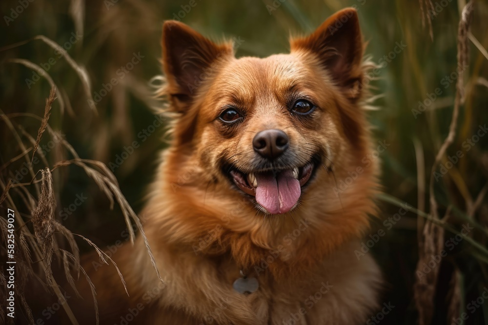 Brown dog grinning. Generative AI