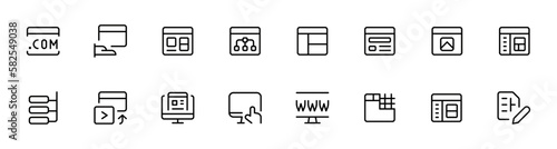Web development linear icons set . Simple line art style icons pack. Programming line icon set. Vector illustration. Editable  stroke.