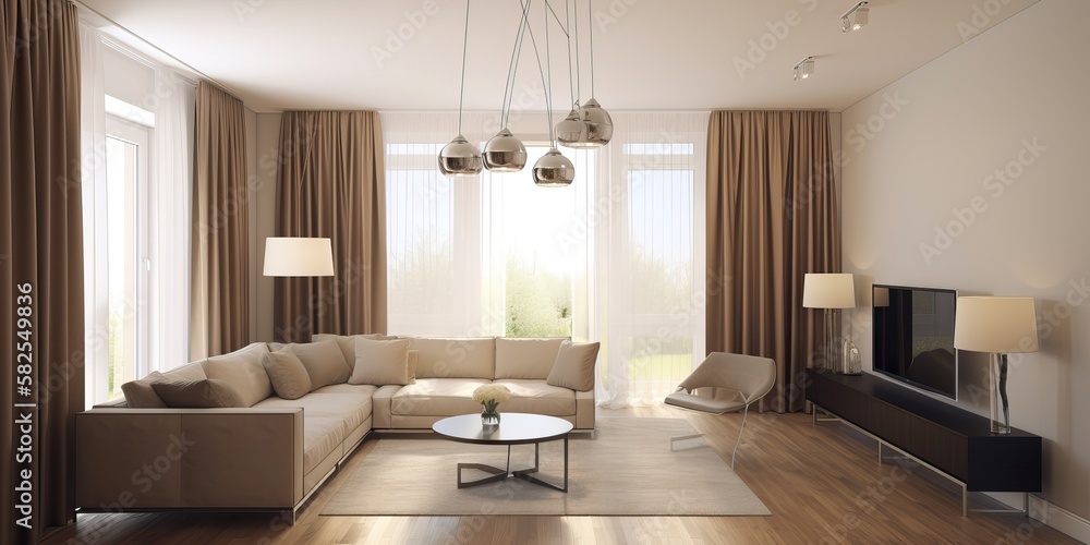 modern spacious living room, generative ai