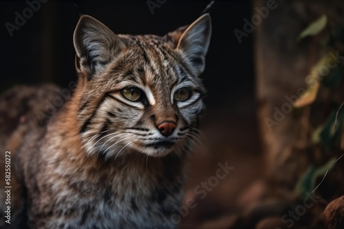 A sly bobcat in an Indian dwelling. Generative AI