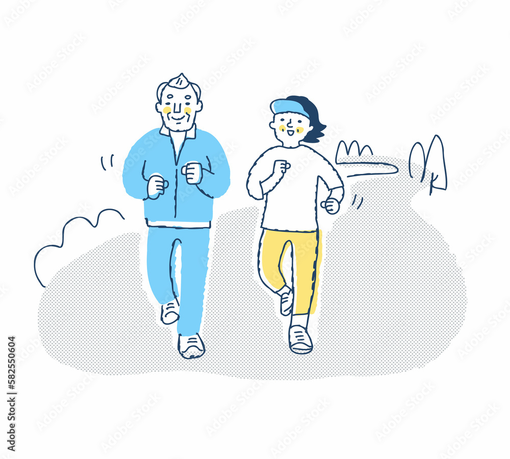 Fototapeta premium 一緒にジョギングをしているシニアカップル